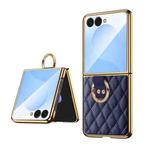 For Samsung Galaxy Z Flip7 VIETAO Diamond Pattern Metal Ring PU Leather Phone Case(Blue)