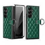 For Samsung Galaxy Z Fold7 VIETAO Diamond Pattern Metal Ring PU Leather Phone Case(Dark Green)