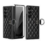 For Samsung Galaxy Z Fold7 VIETAO Diamond Pattern Metal Ring PU Leather Phone Case(Black)