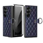 For Samsung Galaxy Z Fold7 VIETAO Diamond Pattern Metal Ring PU Leather Phone Case(Blue)