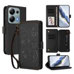 For Redmi Note 14S 4G / Note 13 Pro 4G Butterfly Love Flower Multi-card Zipper Wallet Leather Phone Case(Black)