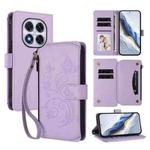 For Redmi Note 14 Pro 4G Butterfly Love Flower Multi-card Zipper Wallet Leather Phone Case(Light Purple)