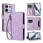 For Redmi Note 13 Pro 5G / Xiaomi Poco X6 Butterfly Love Flower Multi-card Zipper Wallet Leather Phone Case(Light Purple)
