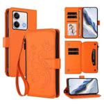 For Redmi Note 13 5G Butterfly Love Flower Multi-card Zipper Wallet Leather Phone Case(Orange)