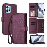 For Redmi Note 12 4G Global Butterfly Love Flower Multi-card Zipper Wallet Leather Phone Case(Dark Purple)