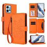 For Redmi Note 12 4G Global Butterfly Love Flower Multi-card Zipper Wallet Leather Phone Case(Orange)