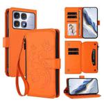 For Redmi K70 Ultra Butterfly Love Flower Multi-card Zipper Wallet Leather Phone Case(Orange)