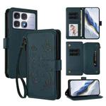 For Redmi K70 Ultra Butterfly Love Flower Multi-card Zipper Wallet Leather Phone Case(Dark Green)