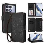 For Redmi K70 Ultra Butterfly Love Flower Multi-card Zipper Wallet Leather Phone Case(Black)