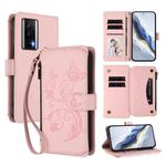 For Redmi K60 / K60 Pro Butterfly Love Flower Multi-card Zipper Wallet Leather Phone Case(Pink)