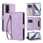 For Redmi K60 / K60 Pro Butterfly Love Flower Multi-card Zipper Wallet Leather Phone Case(Light Purple)