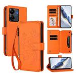 For Redmi 13C 4G / 5G / Xiaomi Poco C65 Butterfly Love Flower Multi-card Zipper Wallet Leather Phone Case(Orange)