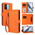 For Redmi 11A / Xiaomi Poco C55 Butterfly Love Flower Multi-card Zipper Wallet Leather Phone Case(Orange)