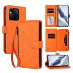 For Redmi 10A / Redmi 9C Butterfly Love Flower Multi-card Zipper Wallet Leather Phone Case(Orange)