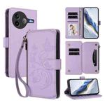 For Xiaomi Poco F7 Pro / Redmi K80 Butterfly Love Flower Multi-card Zipper Wallet Leather Phone Case(Light Purple)