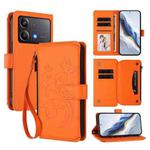 For Xiaomi Poco X6 Neo Butterfly Love Flower Multi-card Zipper Wallet Leather Phone Case(Orange)