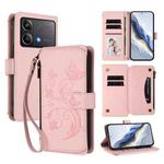 For Xiaomi Poco X6 Neo Butterfly Love Flower Multi-card Zipper Wallet Leather Phone Case(Pink)