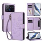 For Xiaomi Poco X6 Pro Butterfly Love Flower Multi-card Zipper Wallet Leather Phone Case(Light Purple)