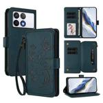 For Xiaomi Poco F6 Pro Butterfly Love Flower Multi-card Zipper Wallet Leather Phone Case(Dark Green)
