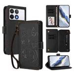 For Xiaomi Poco F6 Pro Butterfly Love Flower Multi-card Zipper Wallet Leather Phone Case(Black)