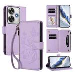 For Xiaomi Poco F6 Butterfly Love Flower Multi-card Zipper Wallet Leather Phone Case(Light Purple)