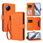 For Xiaomi Civi 3 Butterfly Love Flower Multi-card Zipper Wallet Leather Phone Case(Orange)