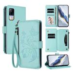 For Xiaomi Civi 1S Butterfly Love Flower Multi-card Zipper Wallet Leather Phone Case(Mint Green)