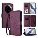 For Xiaomi 15 Ultra Butterfly Love Flower Multi-card Zipper Wallet Leather Phone Case(Dark Purple)