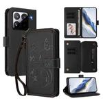 For Xiaomi 15 Pro Butterfly Love Flower Multi-card Zipper Wallet Leather Phone Case(Black)