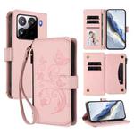 For Xiaomi 15 Pro Butterfly Love Flower Multi-card Zipper Wallet Leather Phone Case(Pink)