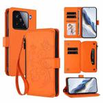 For Xiaomi 15 Butterfly Love Flower Multi-card Zipper Wallet Leather Phone Case(Orange)