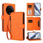 For Xiaomi 14 Ultra Butterfly Love Flower Multi-card Zipper Wallet Leather Phone Case(Orange)