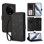 For Xiaomi 14 Ultra Butterfly Love Flower Multi-card Zipper Wallet Leather Phone Case(Black)