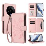 For Xiaomi 14 Ultra Butterfly Love Flower Multi-card Zipper Wallet Leather Phone Case(Pink)