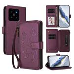 For Xiaomi 14 Butterfly Love Flower Multi-card Zipper Wallet Leather Phone Case(Dark Purple)
