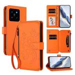 For Xiaomi 14 Butterfly Love Flower Multi-card Zipper Wallet Leather Phone Case(Orange)