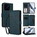 For Xiaomi 14 Butterfly Love Flower Multi-card Zipper Wallet Leather Phone Case(Dark Green)