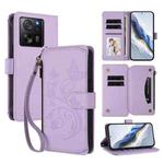 For Xiaomi 13T / 13T Pro / Redmi K60 Ultra Butterfly Love Flower Multi-card Zipper Wallet Leather Phone Case(Light Purple)