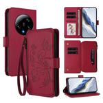 For Xiaomi 13 Ultra Butterfly Love Flower Multi-card Zipper Wallet Leather Phone Case(Wine Red)