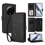 For Xiaomi 13 Ultra Butterfly Love Flower Multi-card Zipper Wallet Leather Phone Case(Black)