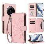 For Xiaomi 13 Ultra Butterfly Love Flower Multi-card Zipper Wallet Leather Phone Case(Pink)