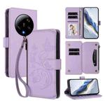 For Xiaomi 13 Ultra Butterfly Love Flower Multi-card Zipper Wallet Leather Phone Case(Light Purple)