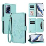 For Xiaomi 13 Lite / Civi 2 Butterfly Love Flower Multi-card Zipper Wallet Leather Phone Case(Mint Green)