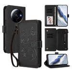 For Xiaomi 12S Ultra Butterfly Love Flower Multi-card Zipper Wallet Leather Phone Case(Black)