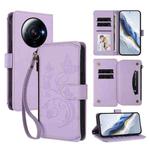 For Xiaomi 12S Ultra Butterfly Love Flower Multi-card Zipper Wallet Leather Phone Case(Light Purple)