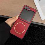 For Samsung Galaxy Z Flip6 / Flip7 FE Crazy Horse Texture MagSafe Phone Case(Red)