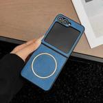 For Samsung Galaxy Z Flip6 / Flip7 FE Crazy Horse Texture MagSafe Phone Case(Blue)