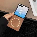 For Samsung Galaxy Z Flip5 Crazy Horse Texture MagSafe Phone Case(Brown)