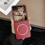 For Motorola Razr 50 Ultra Crazy Horse Texture MagSafe Phone Case(Red)