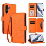 For Samsung Galaxy M16 5G / F16 5G Butterfly Love Flower Multi-card Zipper Wallet Leather Phone Case(Orange)